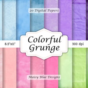 Colorful Grunge Papers, Digital Download, Printable Backgrounds, Junk Journal Supplies, Distressed Textures, Crafting Kit, Commercial Use