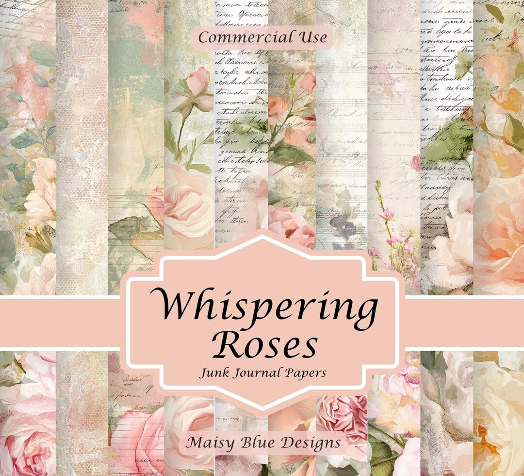 Shabby Chic Rose Junk Journal Pages – Printable Ephemera (digital ...