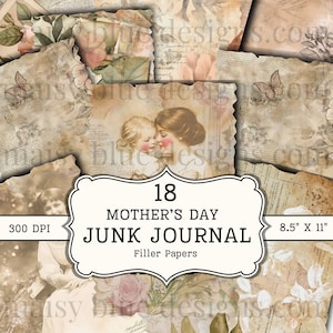 Vintage Mothers day Junk Journal Filler Papers, Digital Download, Vintage Papers, Vintage Cottage, Shabby Chic, Scrapbook supplies