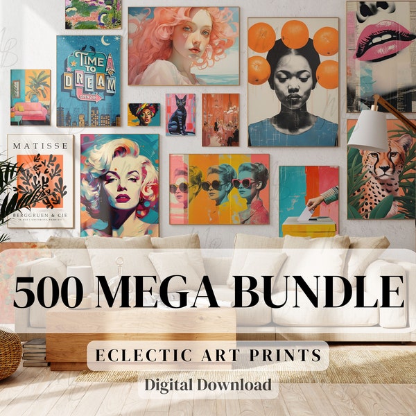 Mega paquete de más de 500 impresiones eclécticas. Conjunto de pared de la galería maximalista, arte colorido, arte abstracto, DESCARGA DIGITAL arte de pared imprimible, colorido