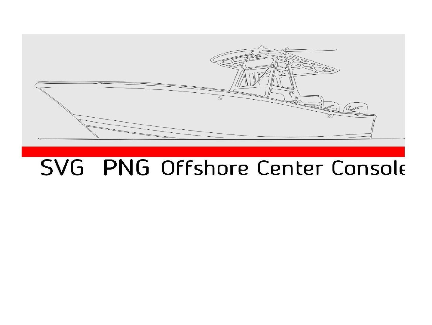 SVG Modern Offshore Center Console Boat PNG File Included for CNC