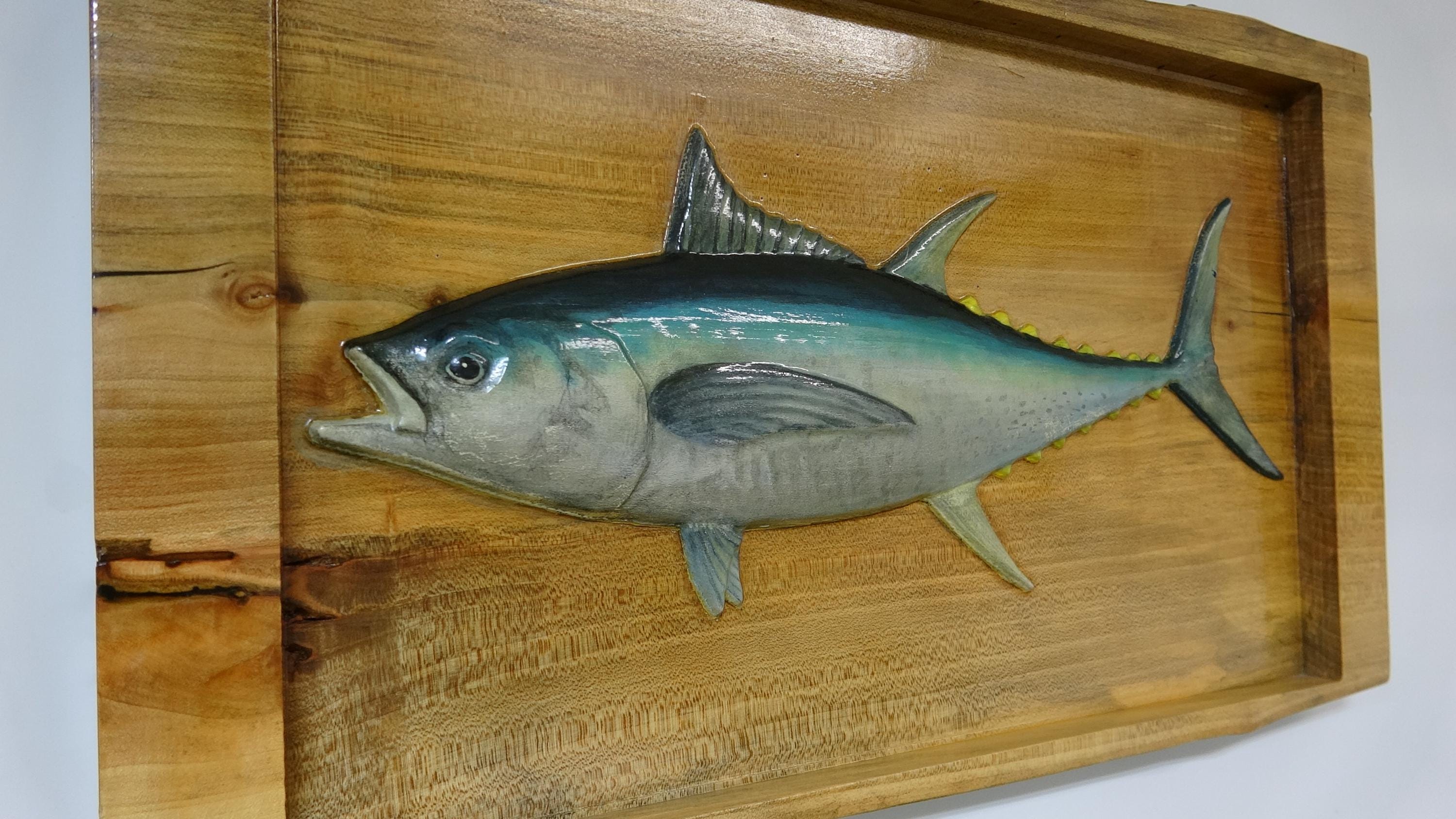ヴィンテージ 釣り具 木製立体アート Wood tuna carving - Etsy 日本