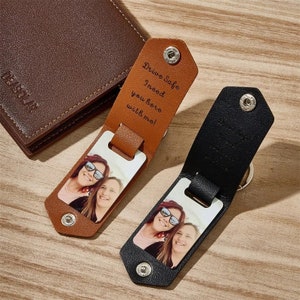 Custom Leather Photo Keychain | Personalized Couples Photo Gift | Memorial Keychain | Gift for him | Custom Picture Keychain | Gift for Dad