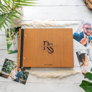 Libro de visitas de boda de madera grabado personalizado / Álbum de fotos de boda personalizado / Regalo de boda personalizado para novios / Regalo de graduación