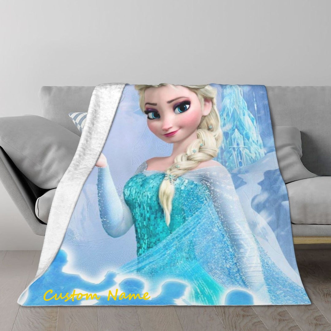 Frozen Blanket Princess Elsa Blanket Flannel Fleece Custom Name Blanket 3D Printed Ultrasoft