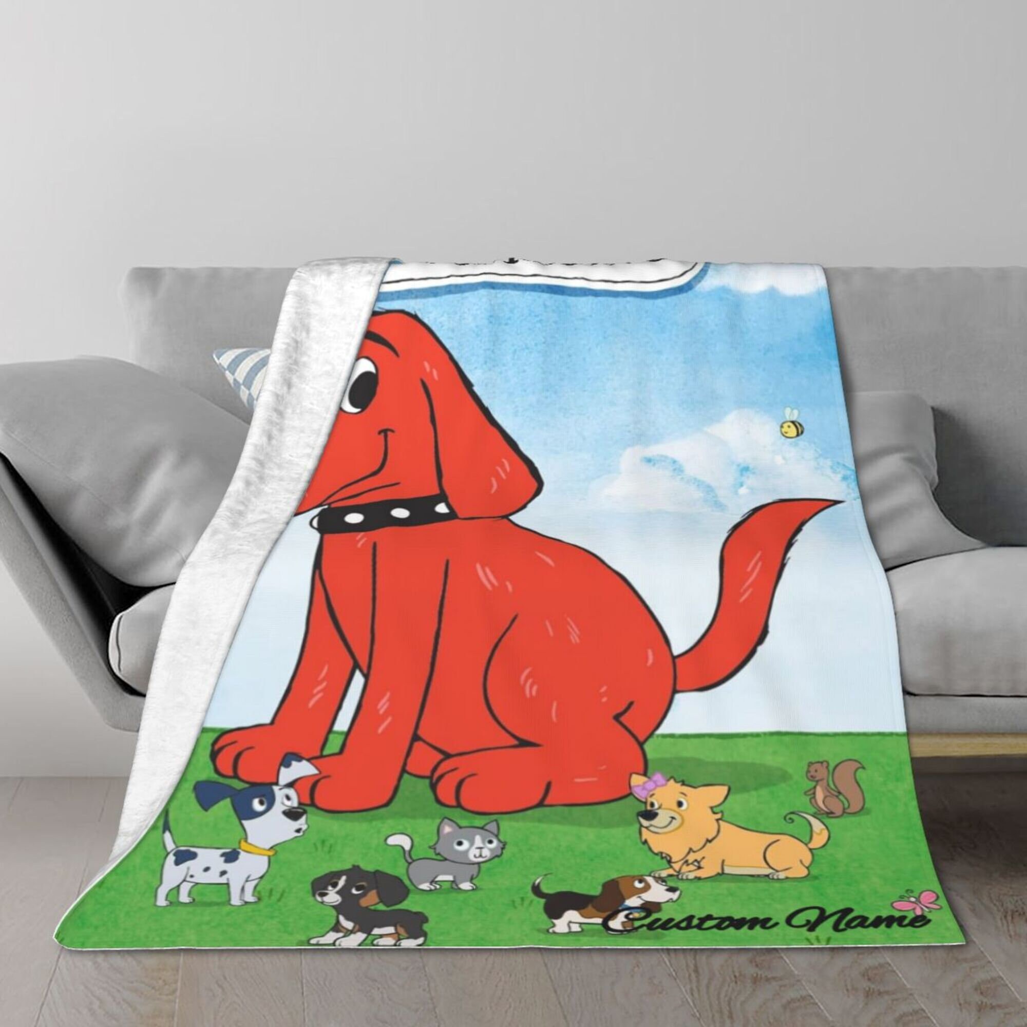 Clifford the Big Red Dog Blanket Custom Name Blanket Flannel