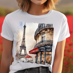 パリからの愛を込めたレディースTシャツ / 旅行プリント / バケーションTシャツ / サマーシャツ / 旅行Tシャツ / ギフトアイデア / 彼女へのプレゼント / 旅行シャツ