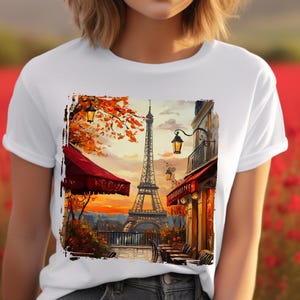 パリからの愛を込めたレディースTシャツ / 旅行プリント / バケーションTシャツ / サマーシャツ / 旅行Tシャツ / ギフトアイデア / 彼女へのプレゼント / 旅行シャツ