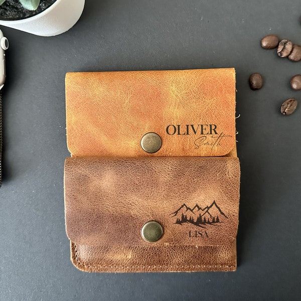 Genuine Leather Mini Wallet For Women, Personalized Small Cute Wallet, Small Womens Wallet, Womens Credit Card Wallet, Womens Leather Wallet