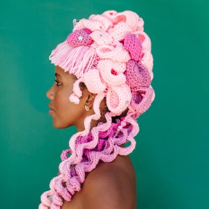 1960s Pink Bouffant Crocheted Wig image 6