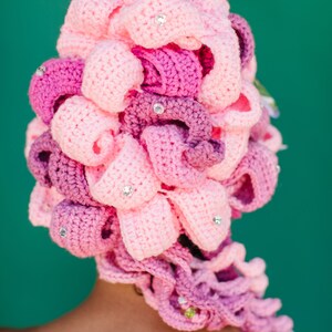 1960s Pink Bouffant Crocheted Wig image 9