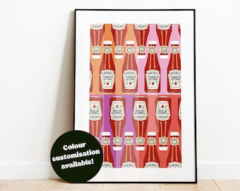 Tomato Ketchup Wall Prints | A3 or A4 | Unframed Kitchen Art Print