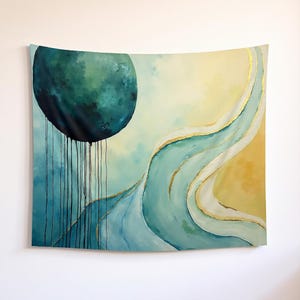 Mystical Moonlight Watercolor Tapestry - Indoor Wall Tapestries, Abstract Art for Dreamy Home Decor, Moon Phase Wall Hanging, Celestial Wall