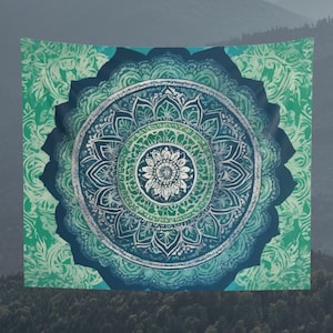 Yoga Studio Design Mandala Tapestry, Wall Hanging, Boho and Floral Background Tapestry, Wall Art, Wall Decoration, Gift, Home Decor