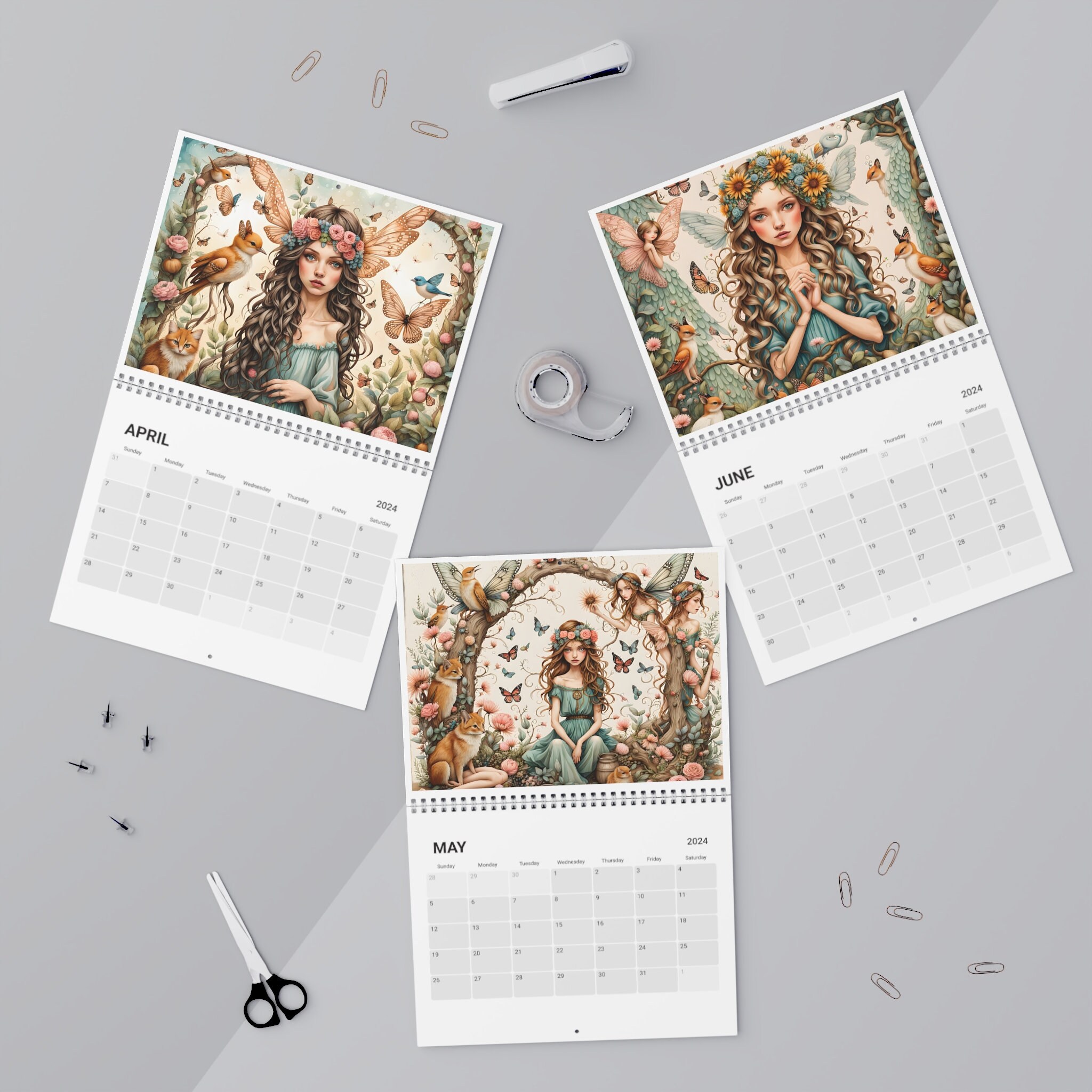 Earth Angel Calendar 2024, Boho Style Art, Birthday Gift, Christmas