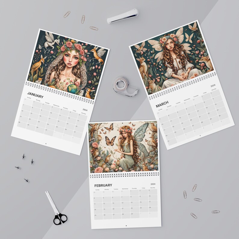 Earth Angel Calendar 2024, Boho Style Art, Birthday Gift, Christmas