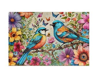 Bunte Vögel und Blumen Puzzle, tolle Geschenkidee, lustige Nacht für die Familie, Weihnachtsgeschenk, Geburtstagsgeschenk, Puzzle für Erwachsene