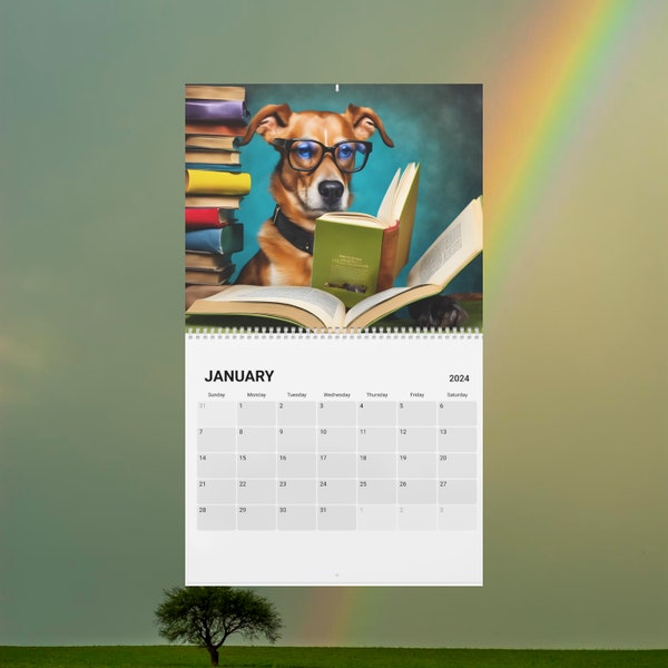 Dog Daze Humorous Dog Lover Calendar (2024), birthday gift, Christmas gift, artistic wall art for women, wall calendar