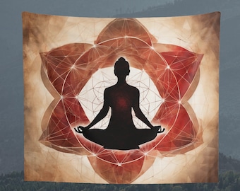 Yoga Studio Sacred Geometry Tapestry, Wall Hanging, Boho, Indian, and Floral Tapestry, Wall Art, Wall Decoration, Gift, Home Decor