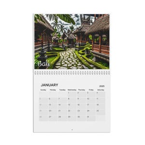 World Travel Calendar (2025), popular tourist destinations art, birthday gift, Christmas gift, artistic wall art for women, wall calendar