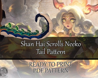 Patrón de cola de Neeko de los pergaminos de Shan Hai (PDF listo para imprimir) / Accesorios para disfraz de cosplay de League of Legends (espuma de bricolaje)