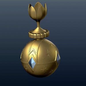 Peut inclure: Un bouchon de bouteille en or avec un dessus en forme de fleur et un motif d'étoiles et de diamants. Le bouchon est rond et a une finition brillante.