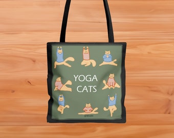 Yoga Cats Tote Bag for Animal Lovers Cat Tote Bag For Yogi Shoulder Bag Shopper Cat Lover Gift For Mom Beach Tote Bag For Friend