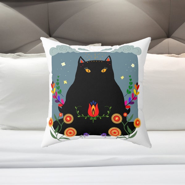 Magical Black Pillow Cover, Cat Lover Gift for Cat Mom, Cat Daddy, Room Decor For Cat Lovers