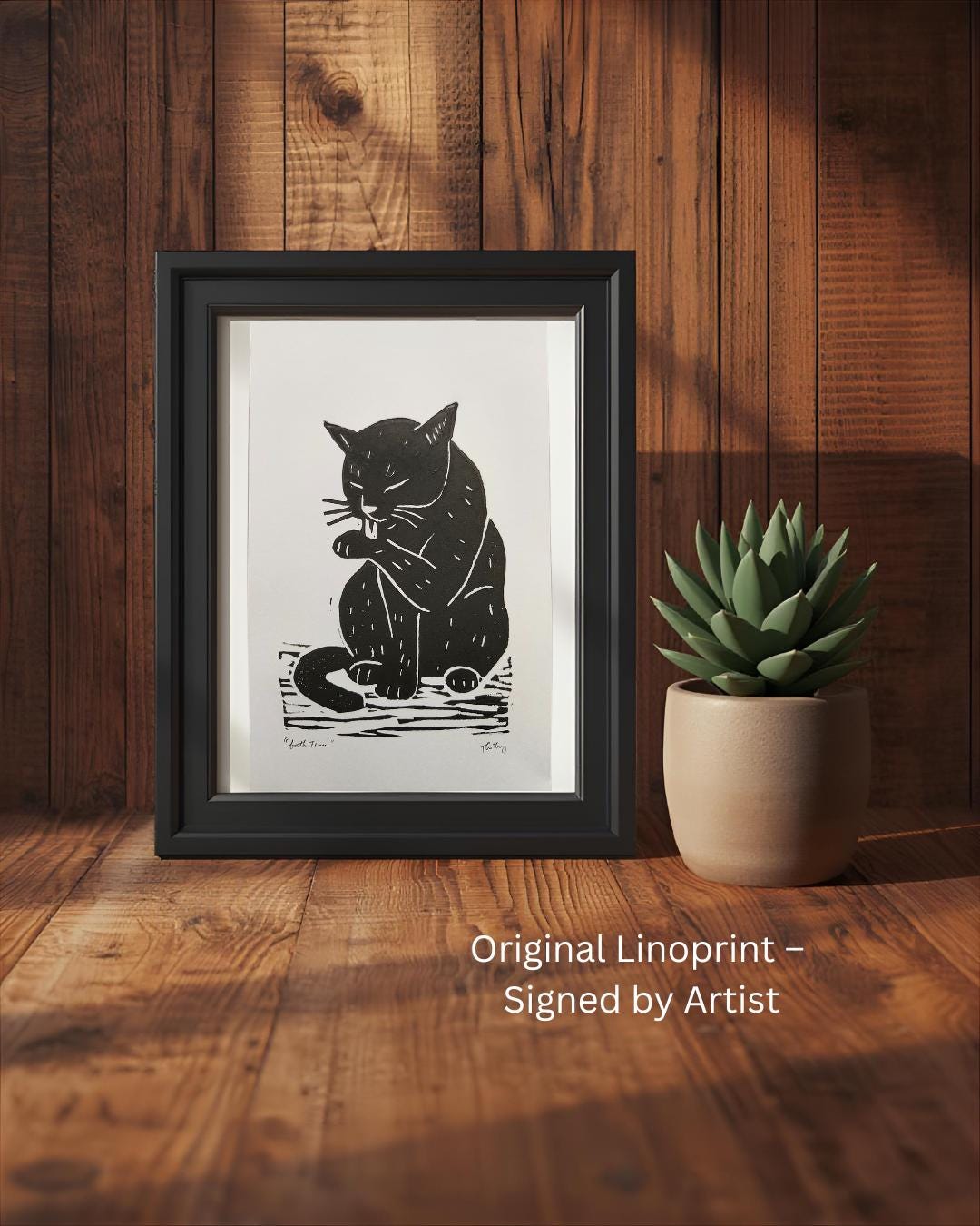 Funny Cat Print: Bath Time Linocut Art, Handmade - Etsy