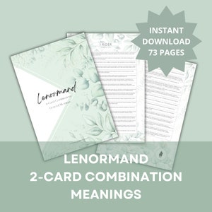 Lenormand 2-Card Combinations, Printable Digital Download PDF