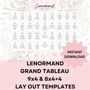 Lenormand Grand Tableau 9x4 and 8x4+4 Lay Out Templates
