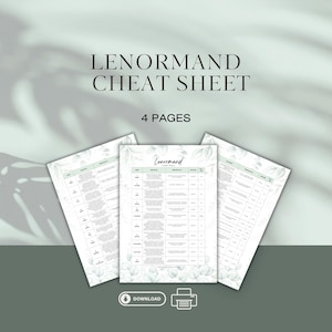 Lenormand-Spickzettel zum Ausdrucken, digitaler Download (PDF)
