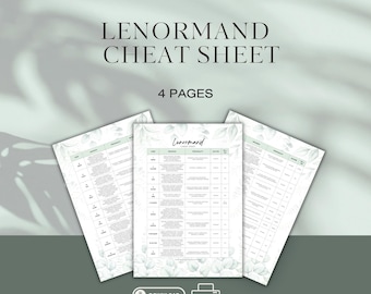 Foglio riassuntivo stampabile del Lenormand, download digitale in PDF