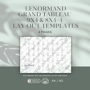 Lenormand Grand Tableau 9x4 and 8x4+4 Lay Out Templates