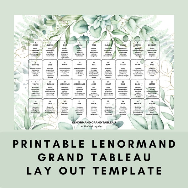 Lenormand Grand Tableau 9x4 and 8x4+4 Lay Out Templates