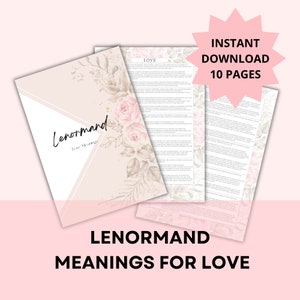 Lenormand Printable Meanings For Love Readings, Digital Download PDF