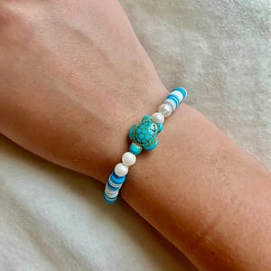 Blue Turtle Clay Beads Bracelet