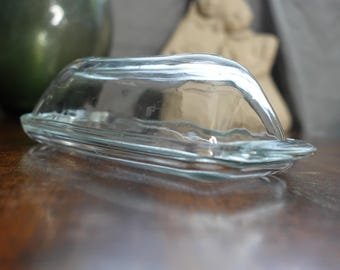 Clear Glass Butter Dish 2pc dome minimalist fridge storage