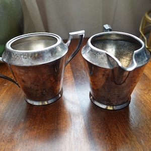 Juego de azucarero y crema estilo Rogers 5016 de metal plateado vintage