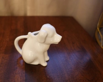 Porcelain white ceramic small dog creamer