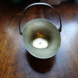 Vintage small brass decorative basket oval metal with handle