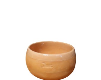 Small Ceramic Bowl Burnt Orange with Horse Motif Decorative Bowl