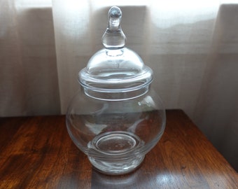 Vintage 8 inches clear glass apothecary jar