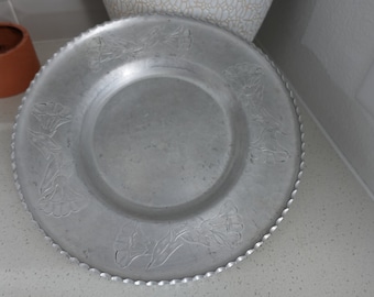 Vintage Farberware wrought aluminum serving tray/ plate/ platter.