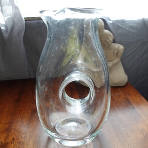 clear glass tall pinch pitcher | water jug| wine decanter
