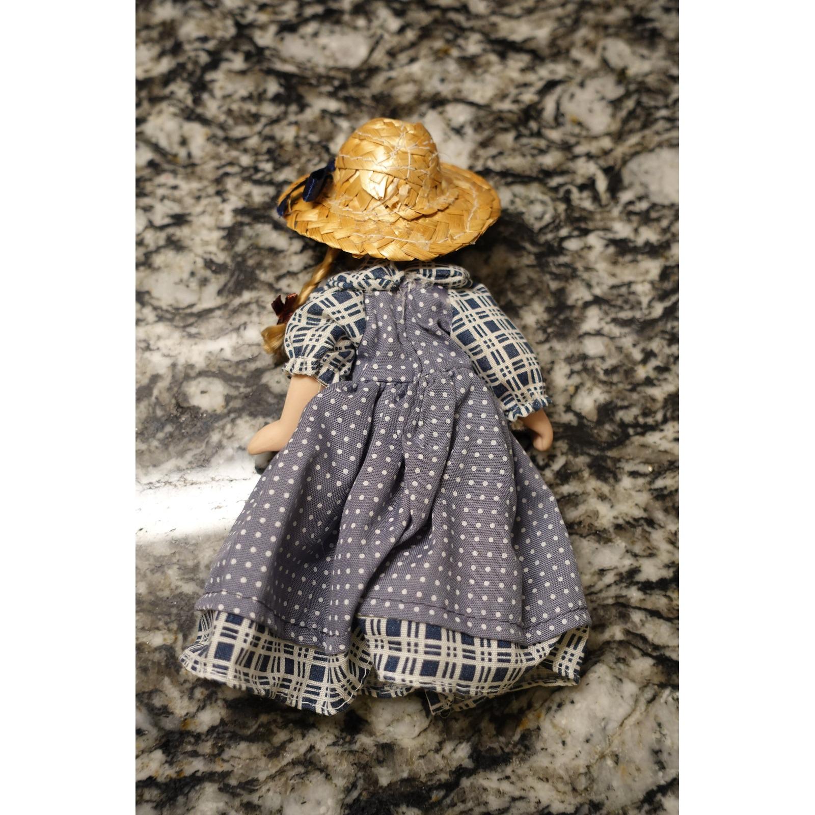 Vintage Porcelain Doll with Braids & Straw Hat | Country Girl