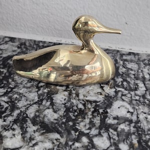 Vintage massive Metall Messing Enten Figur