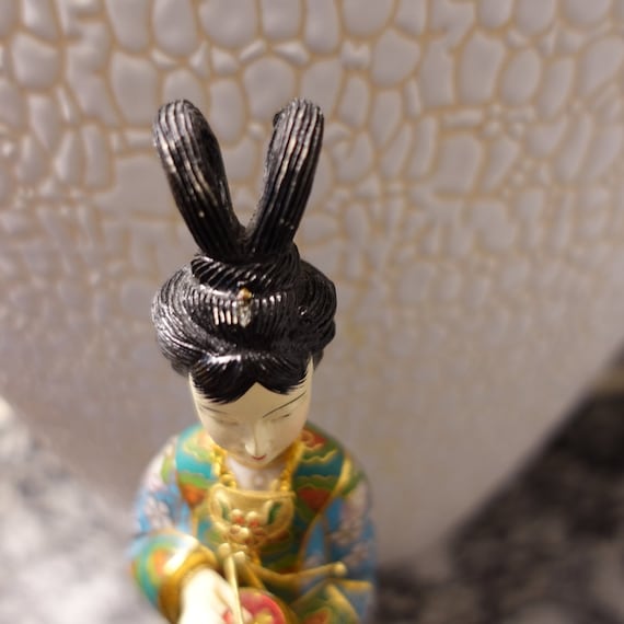 Rare Vintage Chinese Cloisonne Lady Statue Figurine of Gilt Metal