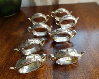 vintage metal teapot napkin holder- set of 8