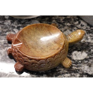 soapstone carved turtle dish animal figurine home decor